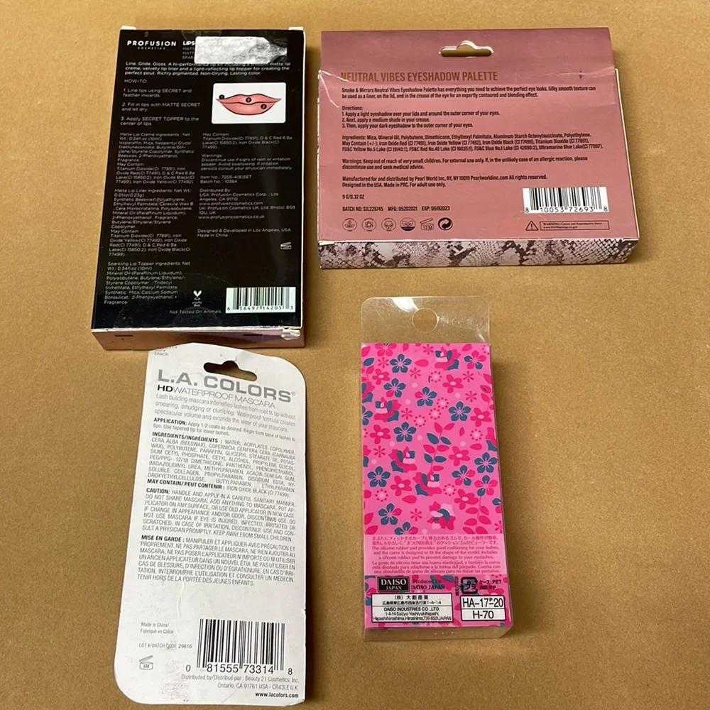 Make up bundle shadow palette, lips to go, waterproof mascara, eyelash curler